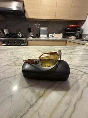 Vintage Bvlgari Shield Sunglasses Amber Tortoise Frame